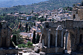 Blick vom Griechischen Theater, Taormina, Sizilien, Italien