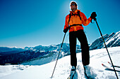 Male skier on Griesskar, Alpspitze, Garmisch Partenkirchen, Germany