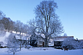 Wassermühle im Winter, Rhön, Deutschland, Hessen