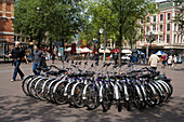 Bicycles, Place, Leidseplein, Bicycles standing in a bicycles stand, place, Leidesplein, Amsterdam, Holland, Netherlands