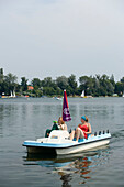 Paddleboat on the lake Alte Donau, Vienna, Austria