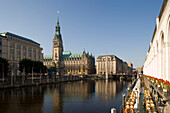 View to the guildhall, View over the Alster to the guildhall, Hamburg, Germany