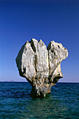 Rock formation in the sea, beach of Preveli, Crete, island in the Mediterranean See, Greece