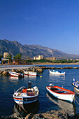 Fischerboote, Kastell, Frangokastello, Kreta, Griechenland