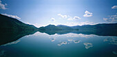 Reflection on Lake Walchensee, Upper Bavaria, germany