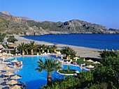 Pool and beach, Damnioni near Plakias, Crete, Greece