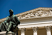 Arany Monument and Hungarian National Museum, Monument to Poet János Arany in front of Hungarian National Museum, Pest, Budapest, Hungary