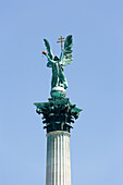 Millenary Monument with Archangel Gabriel at Heroes' Square, Pest, Budapest, Hungary