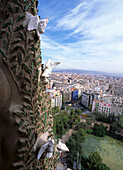Blick von der Sagrada Familia, Antoni Gaudi, Barcelona, Spanien