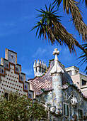 Casa Batllo on the right side, Antoni Gaudi, Barcelona, Spain