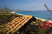 Blick auf Strand Costa Rei und Meer, Costa Rei, Sardinien, Italien