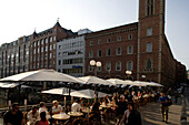 Touristen im Straßencafe, Strassencafe auf der Poststraße, City, Hamburg