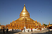 Golden Shwezigon Pagoda in Bagan finished in 1090, contains relics of Buddha, Myanmar