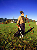 Hirte mit Hund, Ammertal, Oberbayern, Deutschland
