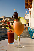 Different cocktails, for example Sundowner of the Caprice Bar, Little Venice, Mykonos-Town, Mykonos, Greece
