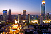 Exhibition Center and Jing'an District ,View from Yan'an Zhonglu towards Exhibition Center, Centre, bolshevik structure and design, sino-soviet, originally the gardens of Jewish millionaire Hardoon, Nanjing Xilu, Plaza 66