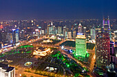 People's Square,Birdseye view of People's Square, Nanjing Road, skyline, City Hall, People's Park, Yan'an Road, Skyline