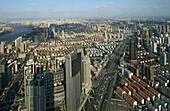 View from Jinmao Tower,Center of Pudong, Lujiazui, Huangpu River, city centre, Jinmao