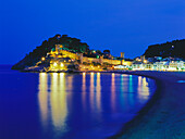 Beach and old town,Tossa de Mar,Costa Brava,Province Girona,Catalonia,Spain