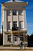 lop-sided house on town hall square, Tartu, Estonia
