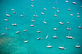 Aerial photo of sailling boats,Falmouth Harbour, Antigua