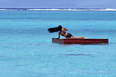 Wind-Blown Hair,Bathing Platform near Muri Beach, Rarotonga, Cook Islands