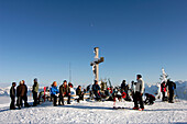 People on summit of a mountain, Rossfeldstrasse, Berchtesgarden, Bavaria, Germany