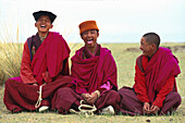 Laughing tibetan monks, Qinghai, China, Asia