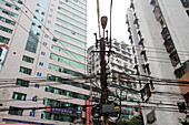 Stromkabeln und Hochhäuser, Chongqing, China