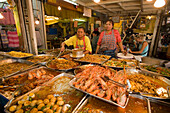 A typical food stall with Thai food at Suan Chatuchak Weekend Market, Bangkok, Thailand