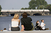 Binnenalster, Touristen, Alster, Jungfernstieg, City, Hamburg