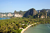 Aerial view of isthmus, Hat Rai Leh East, Railay East, Laem Phra Nang, Railey, Krabi, Thailand, after the tsunami