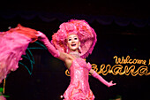 Performance of the song "Welcome to Havana" on stage of the Simon Cabaret, a famous Transvestite Cabaret, Patong Beach, Ao Patong, Hat Patong, Phuket, Thailand