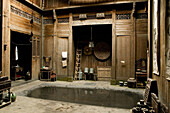 Courtyard at an old wooden house, Chengkun, China, Asia