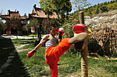 Kung Fu student kick boxing training, Song Shan, Henan province, China, Asia