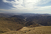 Blick vom Gipfeltempel über Landschaft, Nordterrasse, Wutai Shan, Bodhisattva, Taihuai Stadt, Provinz Shanxi, China, Asien