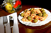 Close up of a pasta dish, Aromi Restaurant, New Town, Nove Mesto, Prague, Czech Republic