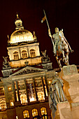 Nationalmuseum bei Nacht, Wenzelsplatz, Neue Stadt, Nove Mesto, Prag, Tschechien