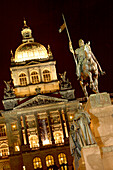 National Museum at night, Wenceslas Square, Nove Mesto, New Town, Prague, Czech Republic