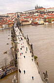 Overview of Charles Bridge, Vltava River, Prague, Czech Republic
