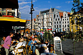 Straßencafe,  Kröpeliner Straße, Fußgängerzone, Rostock, Mecklenburg-Vorpommern, Deutschland