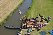 Preparing for Canoe Excursion on River Haune, Haunetal-Rhina, Rhoen, Hesse, Germany