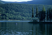 Canoe on Bull Lake, Kootenai National Forest, Montana, USA