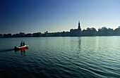 Blick über Malchower See auf Malchow, Mecklenburgische Seenplatte, Mecklenburg-Vorpommern, Deutschland