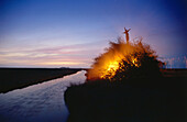 Biikebrennen (lights), North Sea Hallig Langeness, Schleswig-Holstein, Germany