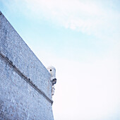 Part of the city wall with patron saint St. Blaise, Dubrovnik, Dalmatia, Croatia