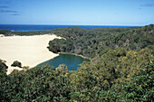 Lake Wabby, a freshwater lake on Fraser Island, Queensland, Australia