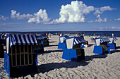 Beach chairs at Binz, Rugen Island, Mecklenburg-Pomerania, Germany, Europe