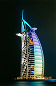 Hotel Burj al Arab at night, Dubai, United Arab Emirates, UAE