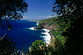 View of a bay and Hana Drive, Maui, Hawaii, USA, America